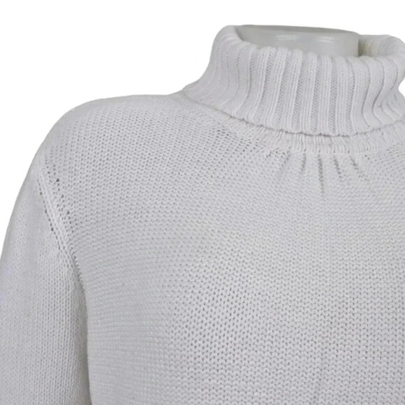 J.Jill Turtleneck Knit Sweater White Long Sleeve Size Medium - Picture 4 of 12